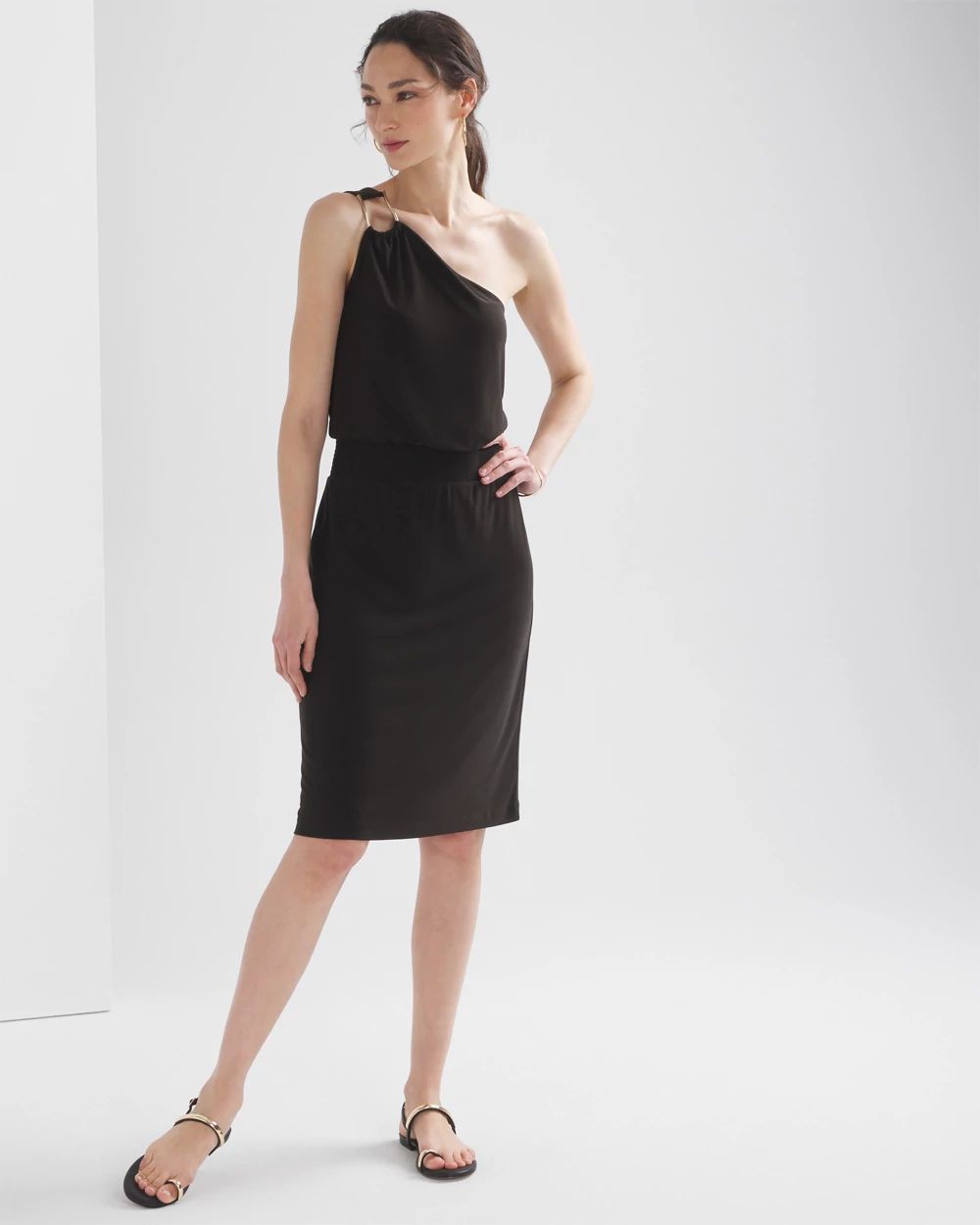 White house black market one shoulder dress top
